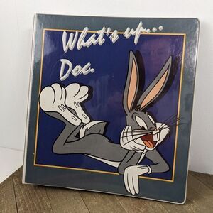 Vintage Looney tunes Bugs bunny three ring binder notebook school supplies 1994